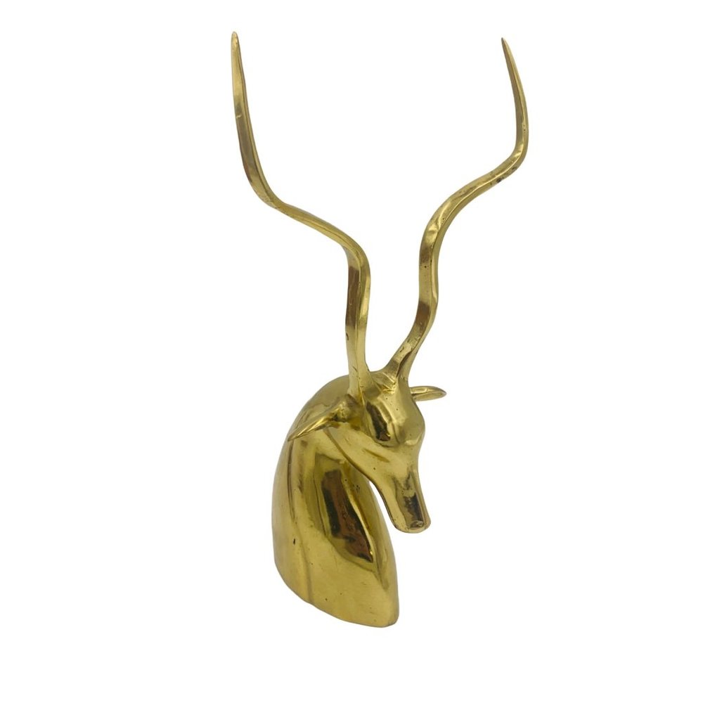 Solid Brass Steer Antelope Statue 12" Tall